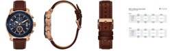 GUESS Men's Chronograph Brown Leather Strap Watch 46mm U0673G3 